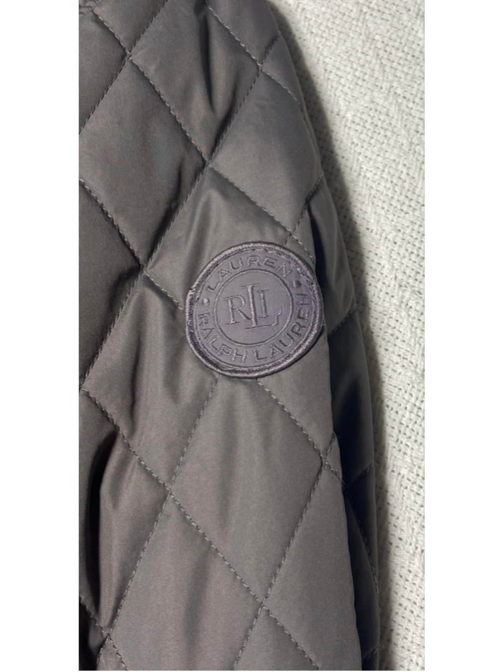 LRL Ralph Lauren Grey Quilted Hooded Coat Jacket Medium EUC Preppy Quiet Luxury - Picture 5 of 14